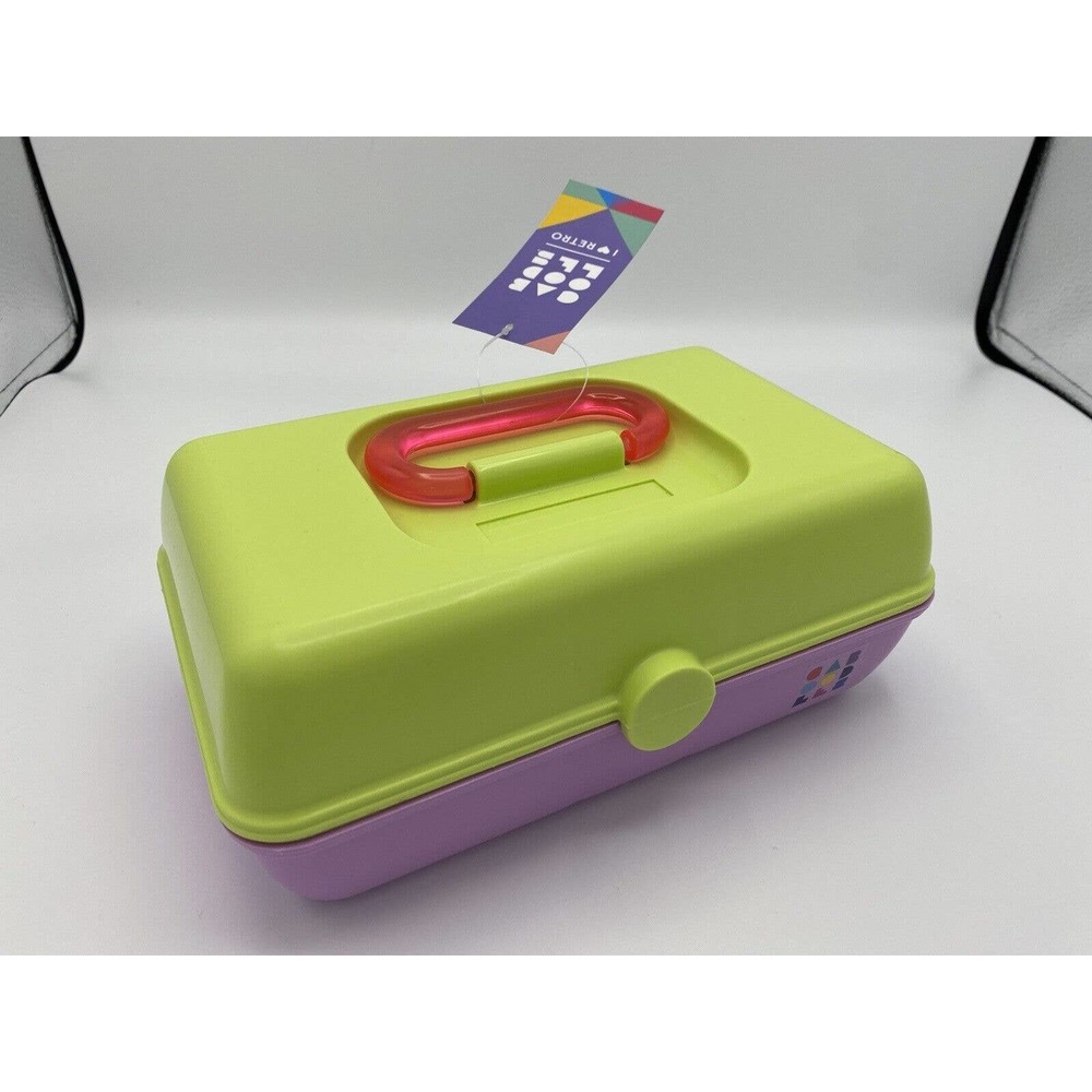 Caboodles Retro Makeup Travel Case Purple Neon Green With Mirror - New With Tags